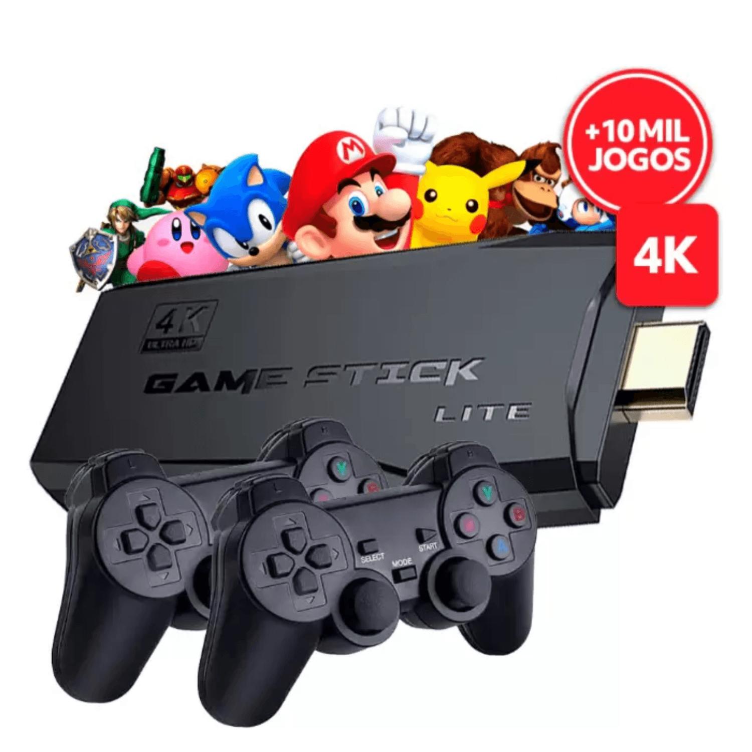 Videogame Retrô Game Stick até 10.000 jogos 4k com 2 controles sem fio